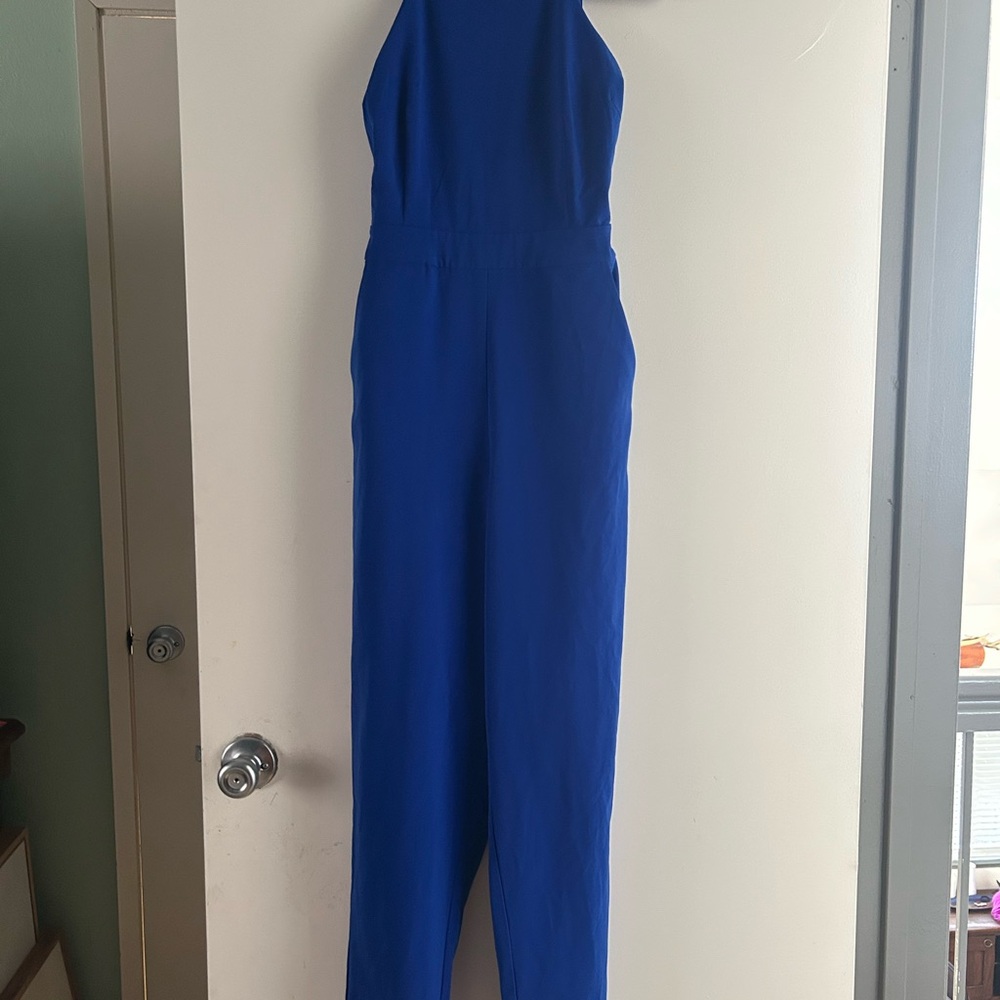 Lulu's Royal Blue Halter Jumpsuit